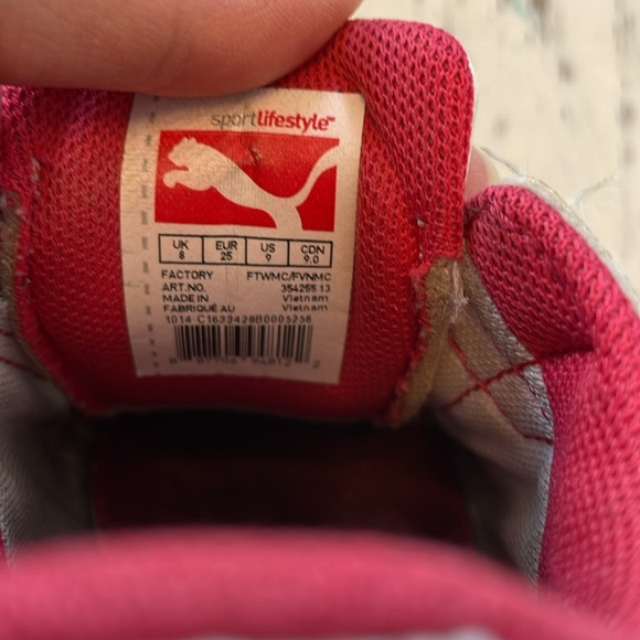 Toddler Size 9 Pink and White Puma Shoes - Picture 5 of 6